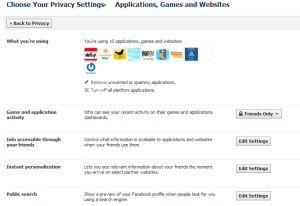 new facebook application privacy settings
