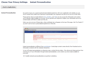 facebook instant personalization