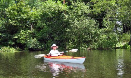 nancy loderick kayaking on river