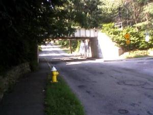 under railroad bridge