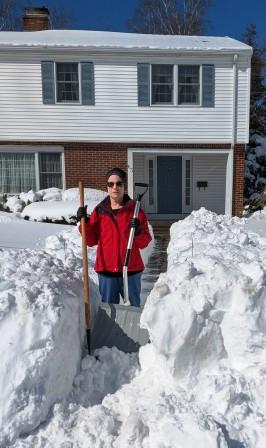 Nancy shoveling front walk Nancy shoveling front walk